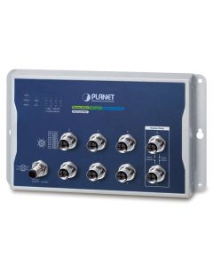 Planet WGS-5225-8MT plochý L3 switch, 8x1Gb M12, 9-48VDC, -40~75°C, IP40, fanless