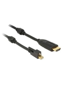 Delock Kabel mini Displayport 1.2 samec se šroubky > HDMI samec 4K aktivní černý 3 m