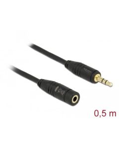 Delock Stereo Jack Extension Cable 3.5 mm 3 pin male > female 0.5 m black
