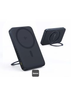 Baseus Powerbanka PicoGo Qi2 s otočným stojanem a bezdrátovým nabíjením 5000mAh 20W USB-C černá