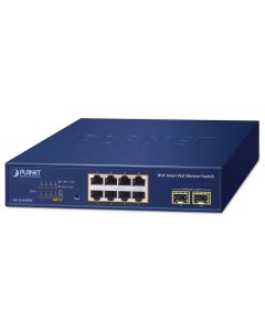 Planet GS-2210-8P2S WEBsmart L2 switch, 8x1Gb, 2x1Gb SFP, 8x PoE 802.3at 120W, QoS