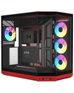 HYTE skříň Y50 ARGB Black Cherry / panoramatické sklo / dvě komory / 4x ARGB fan / bez zdroje / 1x USB-C / 2x USB-A