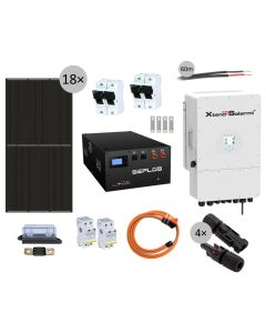 Solarmi HG8000M solární elektrárna: 14,3kWh LiFePO4, 8kW hybridní měnič s limiterem, 18x solární panel (8,64kWp)
