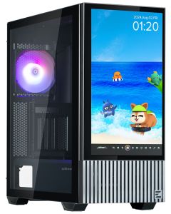 Zalman skříň Z10 DS / Middle Tower / 3x120mm fan / 2x USB 3.0 / USB-C / odnímatelný 15.6 displej / tvrzené sklo / černá