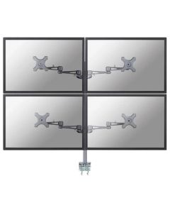 Neomounts FPMA-D935D4 /Držák displeje/na stůl/10-27"/svorka/3čepy/VESA 100X100/nosn.4x6kg/4 displeje/stříbrný