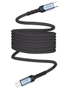 Swissten magnetický datový kabel samonavíjecí usb-c / lightning 1 m
