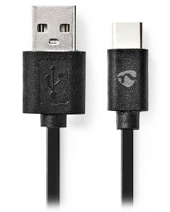 NEDIS kabel USB 2.0/ zástrčka USB-C - zástrčka USB-A/ 15W/ černý/ box/ 2m