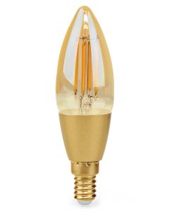 NEDIS Wi-Fi chytrá LED žárovka s vláknem/ E14/ svíčka/ 4,9W/ 230V/ 470lm/ teplá bílá/ 1800 - 3000K/ stmívatelná/ sklo