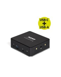 PORT CONNECT Dokovací stanice 8v1 USB-C, USB-A, dual video, HDMI, Ethernet, audio, USB 3.0