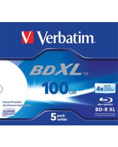 VERBATIM BD-R XL 100GB, 4x, printable, jewel case 5 ks