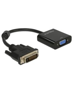 Delock černý adaptér DVI-D 24+1 samec > VGA samice