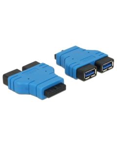 Delock adaptér USB 3.0 pin konektor samice > 2 x USB 3.0 Type-A samice – paralelní