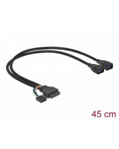 Delock kabel USB 3.0 pin konektor samice + USB 2.0 pin konektor samice > 2 x USB 3.0 A samice 45 cm 
