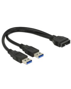 Delock kabel USB 3.0 Pin konektor samec > 2 x USB 3.0 Type-A samec 25 cm 