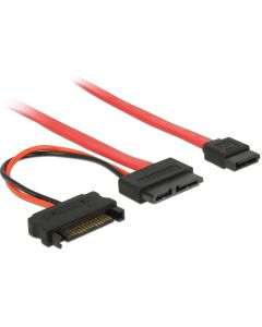 Delock kabel Slim SATA samice > SATA 7 pin + SATA 15 pin 5 V 30 cm 