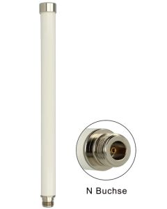 Delock WLAN anténa 802.11 ac/a/h/b/g/n N jack 6 ~ 8 dBi 280 mm všesměrová, bílá , venkovní