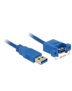 Delock kabel USB 3.0 Type-A samec > USB 3.0 Type-A samice přišroubovatelná 1 m