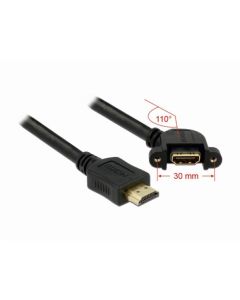 Delock kabel HDMI A samec > HDMI A samice přišroubovatelná 110° nahnutá 1 m