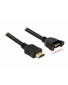 Delock kabel HDMI A samec > HDMI A samice přišroubovatelná  1 m