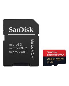 SanDisk Extreme PRO microSDXC 256GB / A2 C10 V30 UHS-I U3 / 200MB/s & 140MB/s / SD Adaptér + 2 years RescuePRO