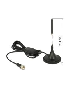 Delock DAB+ Antenna F Plug 21 dB active omnidirectional with magnetical stand fix black