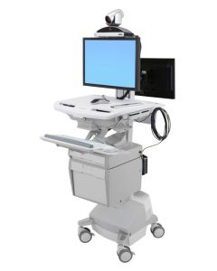 ERGOTRON StyleView® Telemedicine Cart, Back-to-Back Monitor, Powered, pojízdný stojan, NTB/LCD, Klávesnice, myš, s napájením