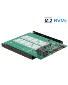 Delock 3.5” Převodník SATA 22 pin / SFF-8643 NVMe > 1 x M.2 NGFF Key M + 1 x M.2 NGFF Key B