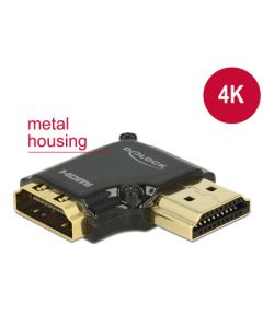 Delock Adapter High Speed HDMI with Ethernet – HDMI-A female > HDMI-A male 4K 90° angled right black