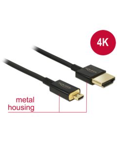 Delock Kabel High Speed HDMI s Ethernetem - HDMI-A samec > HDMI Micro-D samec 3D 4K 1 m Slim Premium