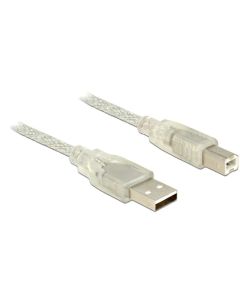 Delock Kabel USB 2.0 Typ-A samec > USB 2.0 Typ-B samec 5m transparentní
