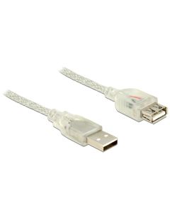 Delock Prodlužovací kabel USB 2.0 Typ-A samec > USB 2.0 Typ-A samice 0,5 m transparentní