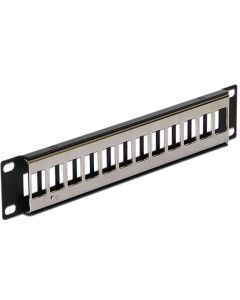 Delock 10” Keystone Patch Panel 12 Port metal black