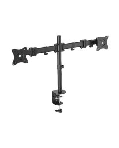 Digitus VESA dvojitý svorkový stolní stojan, 90o otočný, 30o sklopný, otočný 360o, 15"-27" TFT, 100x100, 16Kg, černý