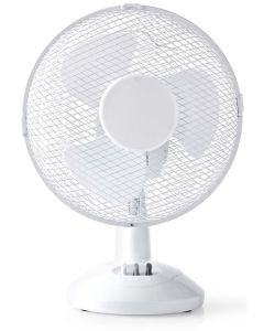 NEDIS stolní ventilátor/ průměr 23 cm/ výkon 22 W/ 2 rychlosti/ funkce oscilace/ kabel 1,5 m/ bílý