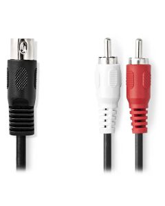 NEDIS redukční audio kabel DIN/ 5pin zástrčka DIN - 2× zástrčka RCA/ černý/ bulk/ 1m