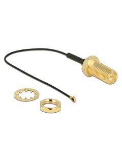Delock Antenna Cable RP-SMA Jack Bulkhead > MHF IV/ HSC MXHP32 compatible plug 100 mm 0.81 thread length 10 mm