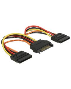 Delock Napájecí kabel SATA 15 pin samec > 2 x Power SATA 15 pin samice 15 cm