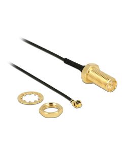 Delock Antenna Cable RP-SMA jack bulkhead > MHF/ U.FL-LP-068 compatible plug 100 mm thread length 10 mm