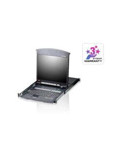 ATEN KL1516AN-AXA-AG 16P CAT-5 HIGH DENSITY DUAL RAIL LCD KVM SW 19INCH W/LED/CABLE/USA KB/EU