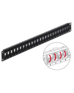 Delock 19” Keystone Patch Panel 24 Portů naklápěcích černý