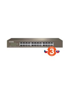 Tenda TEG1024D 24x Gigabit Switch, Fanless-bez ventilátorů, Rackmount, ochrana proti přepětí