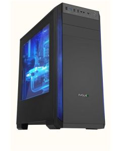 EVOLVEO T3, case ATX, 2x USB2.0 / 1x USB3.0 , 3x 120mm (modrý), černý s modrým podsvícením