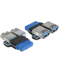 Delock Adapter USB 3.0 pin konektor samice > 2 x USB 3.0 samice – vedle sebe
