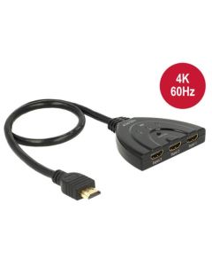 Delock Delock HDMI UHD Switch 3 x HDMI in > 1 x HDMI out 4K s integrovaným kabelem 50 cm