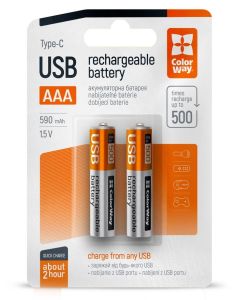Colorway nabíjecí baterie AAA 590mAh/ USB-C/ 1.5V/ 2ks v balení