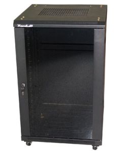 XtendLan 22U/600x600 stojanový, černý, skleněné dveře, plná záda