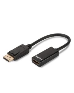 Digitus Adaptérový kabel DisplayPort, DP - HDMI typ A M / F, 0,15 m, s blokováním, kompatibilní s DP 1.1a, CE, bl