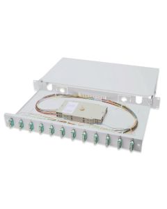 Digitus Fiber Optic Sliding Splice Box, 1U, Equipped 12x SC duplex, incl. M 25 Screw, Splice Cassette Color Pigtails OM3, Adapter