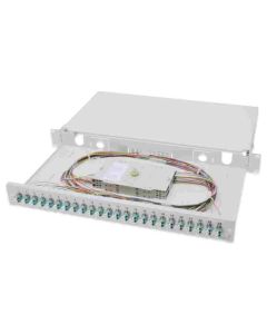 Digitus Fiber Optic Sliding Splice Box, 1U, Equipped 24x LC duplex, incl. M 25 Screw, Splice Cassette OM3 Color Pigtails, Adapter