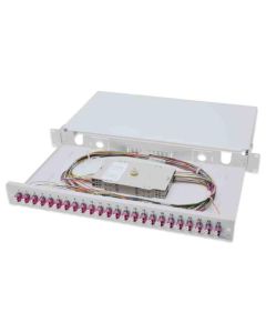 Digitus Fiber Optic Sliding Splice Box, 1U, Equipped 24x LC duplex, incl. M 25 Screw, Splice Cassette Color Pigtails OM4, Adapter